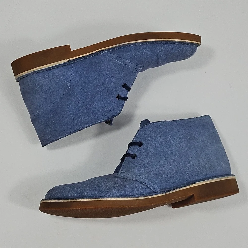 Clarks Bushacre 2 Dusty Blue Suede Leather Lace Up Desert Chukka Ankle Boot